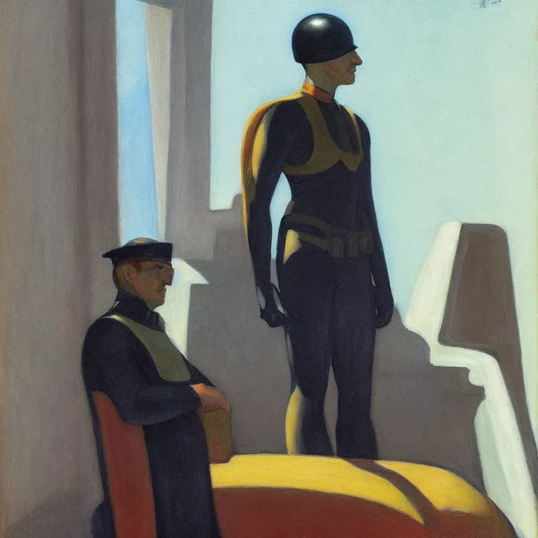 Prompt: portrait of duke leto atreides, art deco, painted by Edward Hopper