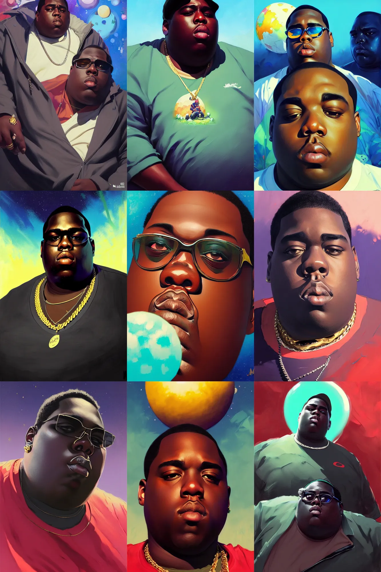 Prompt: the notorious b. i. g. as a jello planet, anime, flattened, squashed, shaded lighting poster by magali villeneuve, jeremy lipkin and michael garmash, rob rey and kentaro miura style, trending on art station