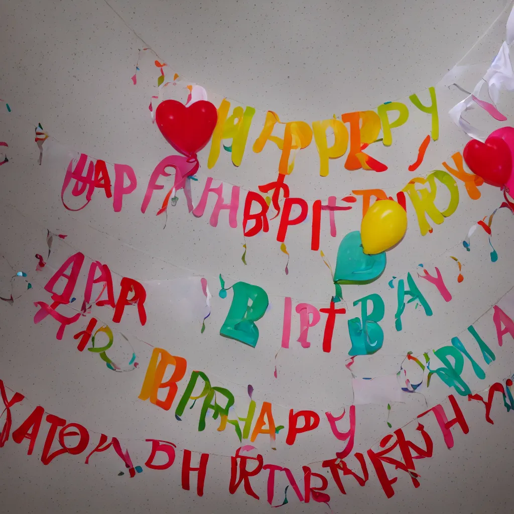 Prompt: a banner that says happy birthday