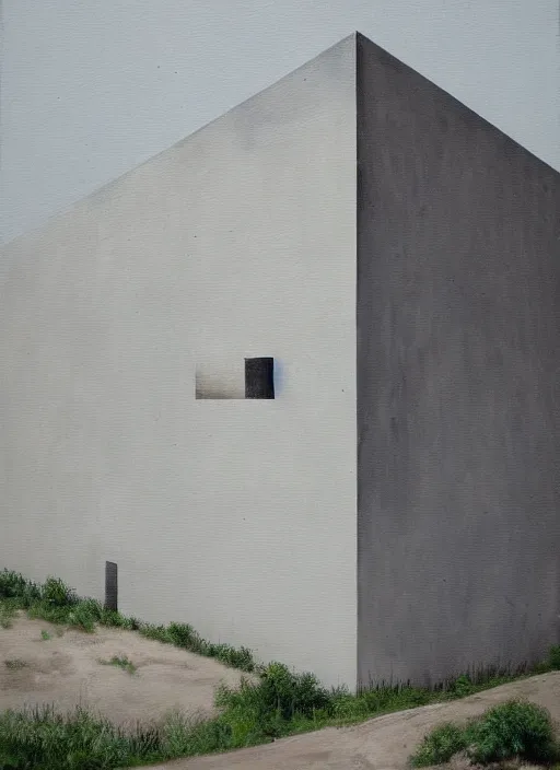 Image similar to a painting of an alejandro aravena building by pezo von ellrichshausen