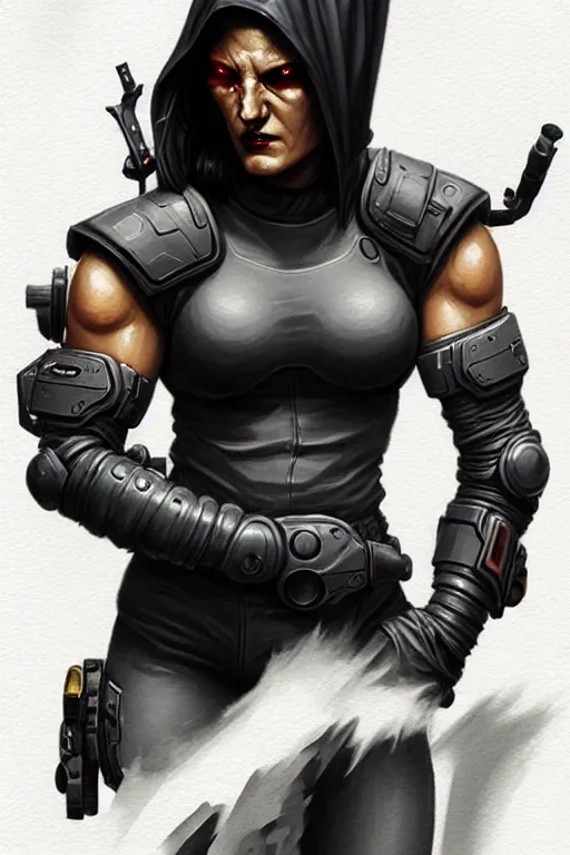 gina carano as a shadowrun ork with prothesis grey | Stable Diffusion