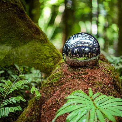 Image similar to chrome blob in rainforest, canon eos r 3, f / 1. 4, iso 2 0 0, 1 / 1 6 0 s, 8 k, raw, unedited, symmetrical balance, in - frame