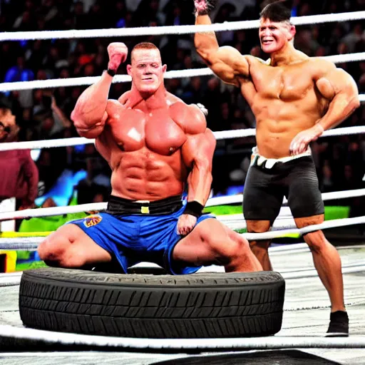 Image similar to John Cena do f 5 to huge tire