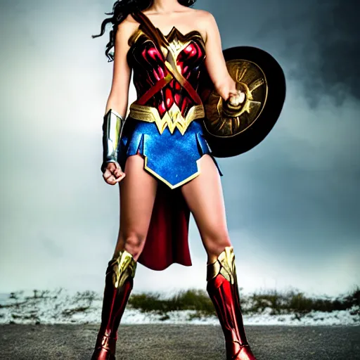 Prompt: Full body shot of Wonder Woman, award winning photograph