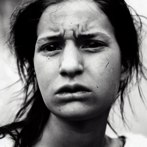 Image similar to a candid extreme closeup portrait of an expressive face of a young woman who just finished crying by annie leibovitz