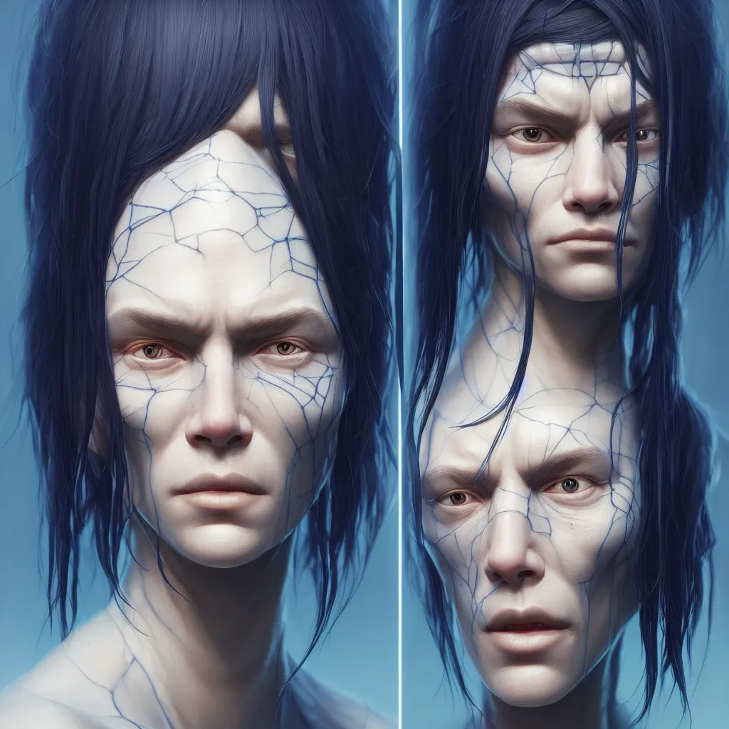 Prompt: 2 0 7 7 prototype face avatar portrait with ribbed face by rutkowsky and charles vess and james jean and erik jones and rhads, inspired by ghost in the shell, 3 d octane render, beautiful fine face features, intricate high details, sharp, ultradetailed, artistic photography