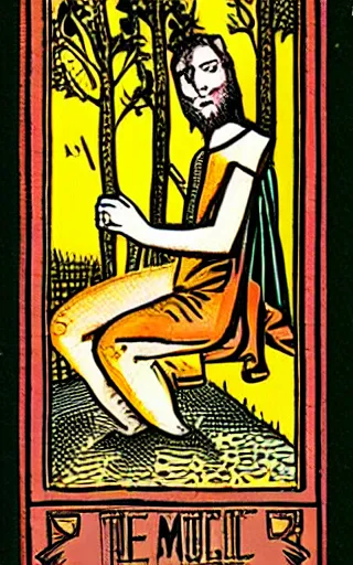 Image similar to The music guy, tarot card from the 1400