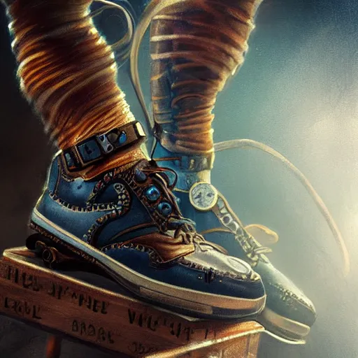 Image similar to sneaker concept art, steampunk, sharp focus, illustration, concept art by tooth wu