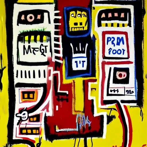 Image similar to a Painting by Jean Michel Basquiat about facebook and social media, detailed