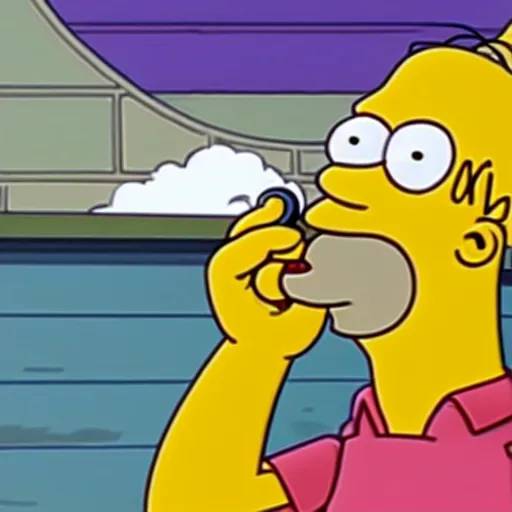 Image similar to homer from the simpsons smoking a cigarette