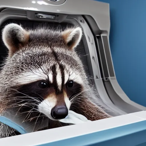 Image similar to Racoon doing his laundry, photorealistic , 4K