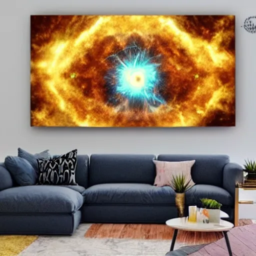 Image similar to mini supernova exploding in a living room