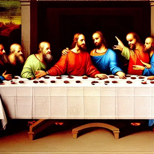 Image similar to a beautiful painting of donald trump participating in the last supper, by leonardo da vinci, ultra - detailed, 8 k