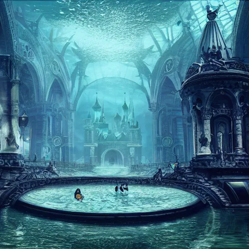 Image similar to underwater moscow, green ratio, black ratio, symmetric, elegant, ornate, luxury, elite, matte painting, MTG, magic the gathering, cinematic, cgsociety, 8k, high resolution, concept art, cgsociety, octane render, trending on artstation, artstationHD