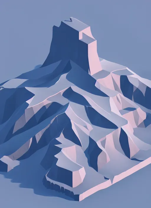 Image similar to a low poly isometric render of a icelandic mountain in the style of monument valley, intricate, elegant, smooth, illustration, simple, solid shapes, by nuri iyem, james gurney, james jean, greg rutkowski, anato finnstark. pixar, octane render