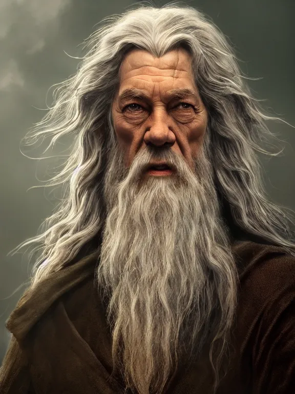 Prompt: portrait art of Gandalf 8k ultra realistic , lens flare, atmosphere, glow, detailed,intricate, full of colour, cinematic lighting, trending on artstation, 4k, hyperrealistic, focused, extreme details,unreal engine 5, cinematic, masterpiece
