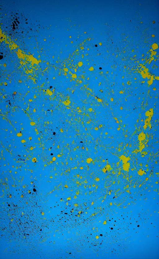 Prompt: contemporary sculpture, dark blue liquid splatters, yellow backdrop, abstract, smooth surface, 4k, unreal engine, 3d render