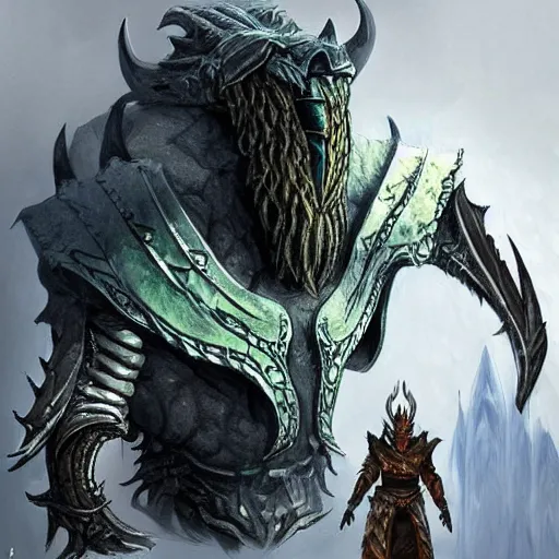 Prompt: concept art of skyrim boss that resembles jim carrey ultra detailed