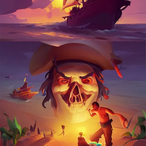 Image similar to painting treasure on sea of thieves game smooth median photoshop filter cutout vector, behance hd by jesper ejsing, by rhads, makoto shinkai and lois van baarle, ilya kuvshinov, rossdraws global illumination