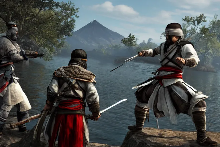 Prompt: Ingame Screenshot of Assassins' Creed 6: Tokyo Shinobi, for ps5, Highly Detailed, Feudal era Japan, Ghost of Tsushima as reference, Unreal engine 5, HD, 8k, GTX 3090, 🔥 😎 🕹️ 👀