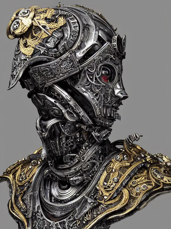 Image similar to portrait art of 8k ultra realistic undead wraith, ornate helmet , detailed intricate ornate armour,corrupted, cybernetic, full of colour, cinematic lighting, battered, trending on artstation, 4k, hyperrealistic, focused, extreme details,unreal engine 5, cinematic, masterpiece, art by ayami kojima, giger