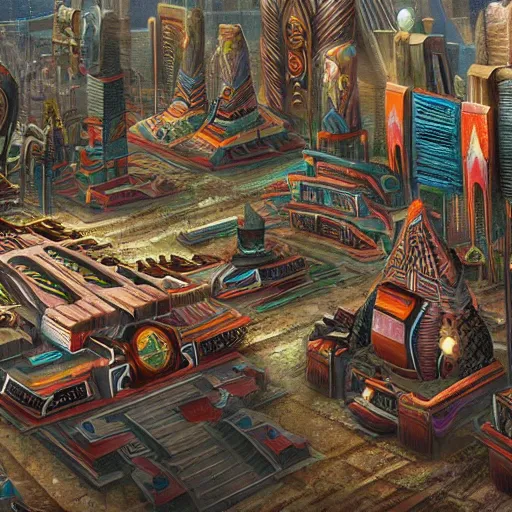 Prompt: Photo of a futuristic Aztec society. Year 2152. 4k, realistic
