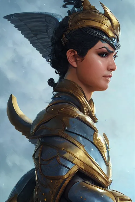 Image similar to amazon valkyrie athena, d & d, fantasy, portrait, highly detailed, headshot, digital painting, trending on artstation, concept art, sharp focus, illustration, art by artgerm and greg rutkowski and magali villeneuve