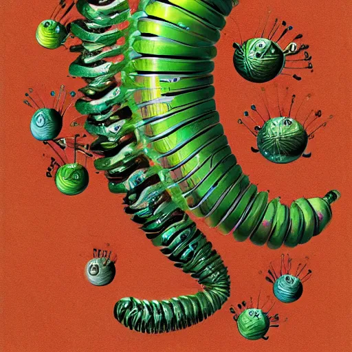 Prompt: biomechanical hungry caterpillar, hr gieger, concept art, children book, terror n - 4