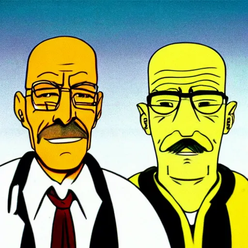 Prompt: A still from breaking bad, 1950s cartoon, vhs filter