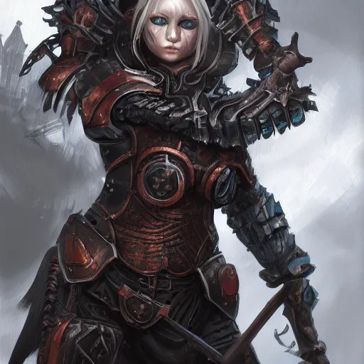 Image similar to a girl wearing a gothic armor, axe, highly detailed, digital painting, artstation, concept art, smooth, sharp focus, illustration