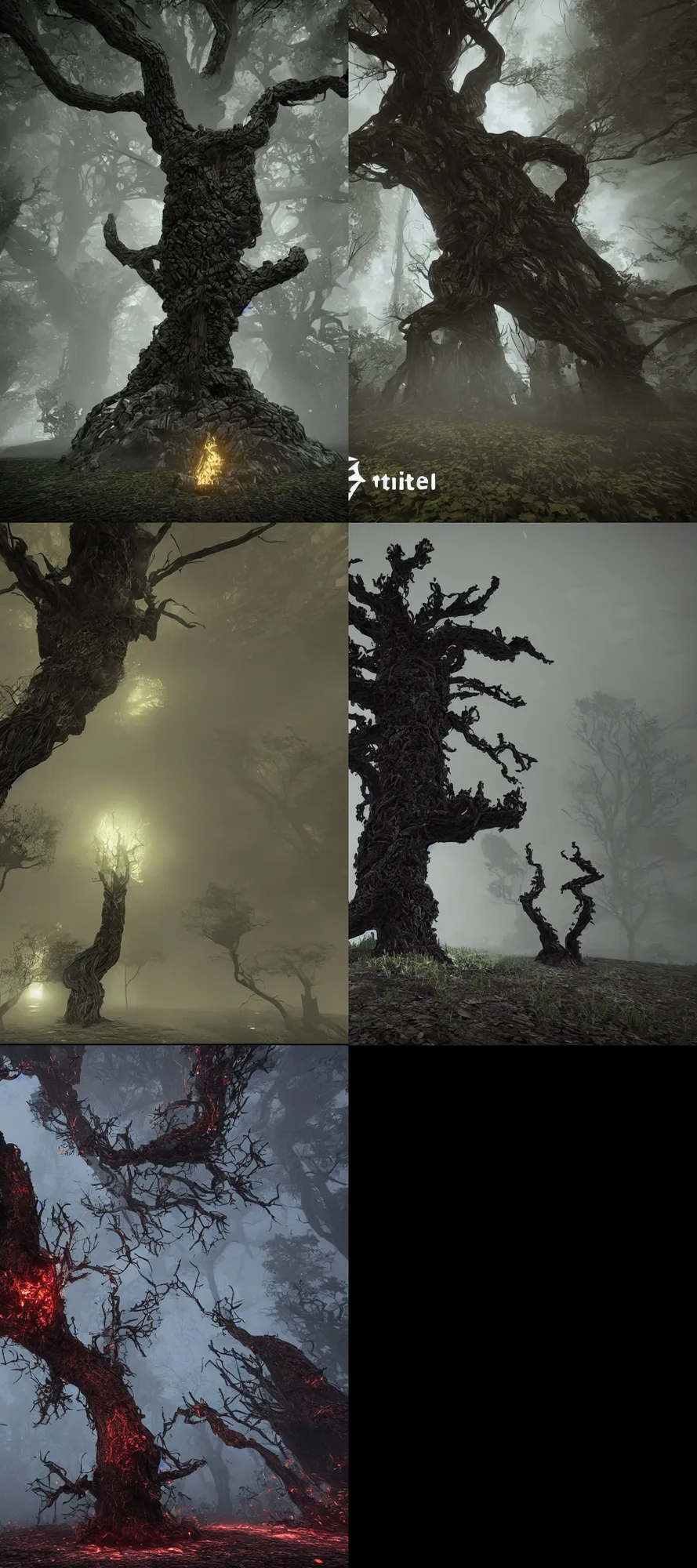 Prompt: darkness tree, evil corruption, 8K, unreal engine,
