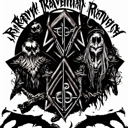 Image similar to the logo for the band which is called Ravengris, black metal style