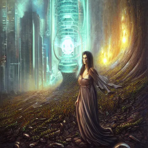 Prompt: Ghost in the machine by Tomasz Alen Kopera, cyberpunk, masterpiece