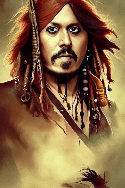 Prompt: Boris Johnson as Captain Jack Sparrow, Boris Johnson hairstyle, masculine figure, highly detailed, digital painting, artstation, concept art, smooth, sharp focus, illustration, cinematic lighting, art by artgerm and greg rutkowski and alphonse mucha