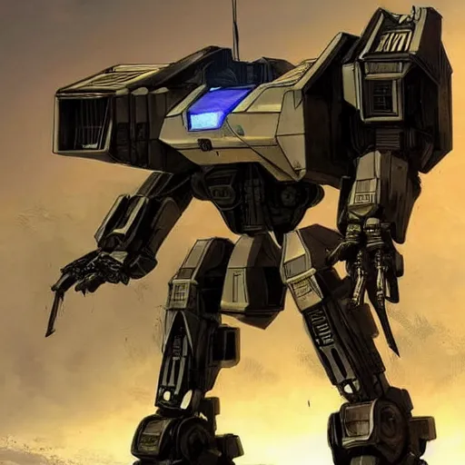 Image similar to mechwarrior mech, futuristic, robotic, concept art, detailed