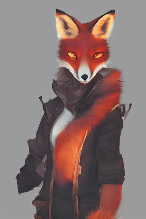 Image similar to a fox fursona, trending on artstation, by kawacy, furry art, digital art, cyberpunk, high quality, backlighting