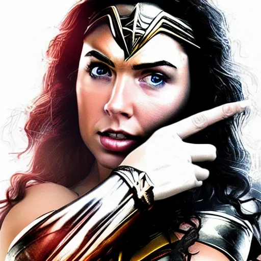 Image similar to face protrait of wonder woman, realistic, ultrahd,