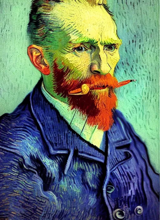 Image similar to portrait of a very old sailor with a pipe, detailed realism face in painting, detailed beautiful portrait, expressionist oil painting masterpiece, 8 k resolution, smooth, sharp focus, pastel color palette, trending on artstation, by van gogh