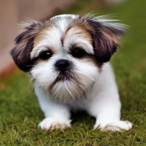 Image similar to a shih tzu, mixed with tabby cat