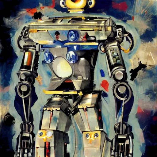 Image similar to portrait of a wired mecha robot in a sailor moon pose, oil on canvas by dave mckean and yoji shinkawa and james jean