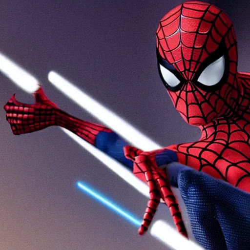 Prompt: a film still of spiderman in star wars realistic, detailed