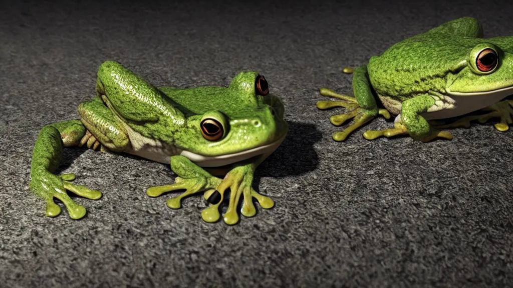 Prompt: the frog is god, neosurrealism, cosmic horror, made in blender, ultra realistic, octane render hd 4 k, highly detailed, cinematic lighting, superb resolution