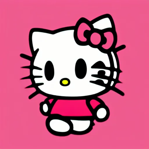 Image similar to hello kitty wearing big headphones | digital art