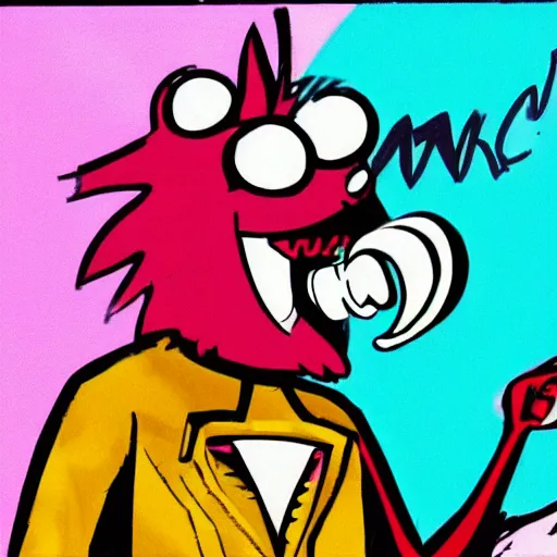 Image similar to 1 9 9 0's morning cartoon monster character, aaahh!!! cartoon network style, rocco's modern life style