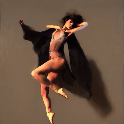 Image similar to oil painting dancer woman, with dancer men herb rose, by greg rutkowski, artstation