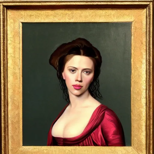 Image similar to portrait of scarlett johansson, 1 8 century painting