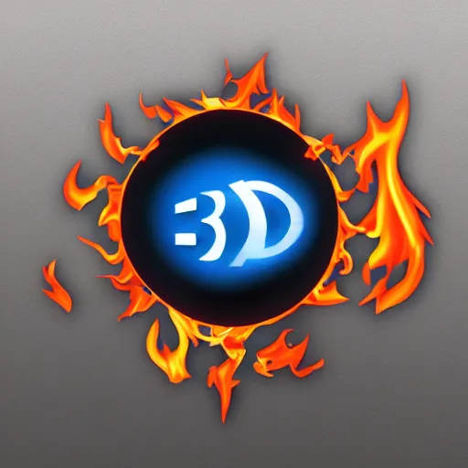 Prompt: 3D printer fire logo