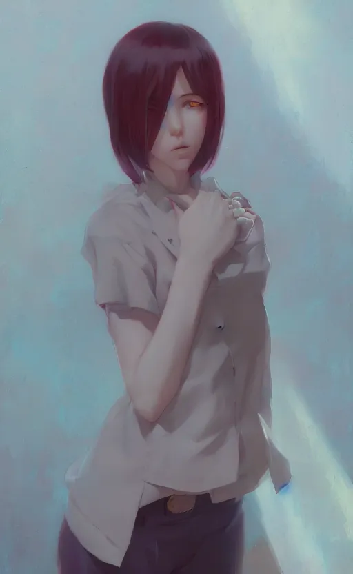 Image similar to a portrait of a female character, vivid colors, soft lighting, atmospheric, cinematic, moody, in the style of ilya kuvshinov and range murata, krenz cushart, rule of thirds, oil on canvas, 8 k, park