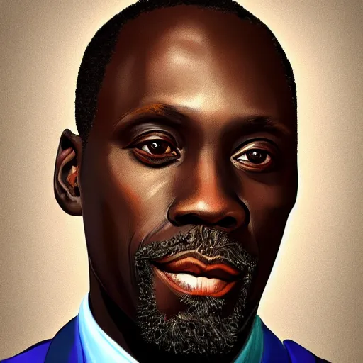 Prompt: michael kenneth williams, omar, elegant, intricate, headshot, highly detailed, digital painting, artstation, concept art, sharp focus, illustration, portrait