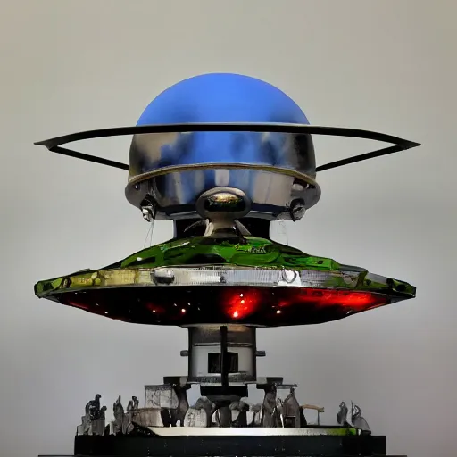 Image similar to ufo sculpture toy on display